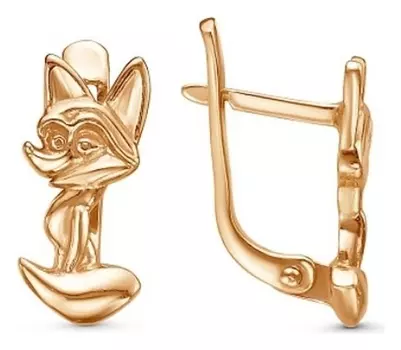 Серьги детские "Лиса", розовое золочение