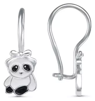 Серьги детские "Панда" посеребрение