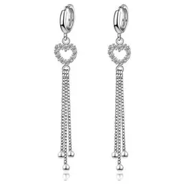 Серьги длинные "Сердечки"