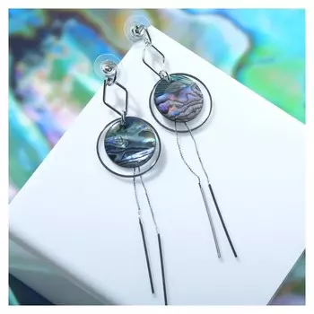 Серьги "Галиотис" круг в кольце, цвет зелёный в серебре