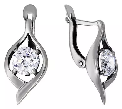 Серьги "Глейт", посеребрение с оксидированием, цвет белый