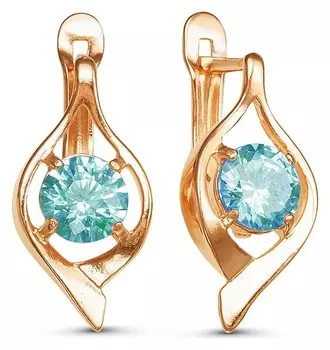 Серьги "Глейт", позолота, цвет голубой