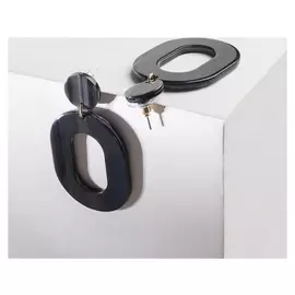 Серьги Глянец, овальные, цвет чёрный