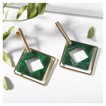 Серьги "Иллюзия", цвет зелёный в золоте