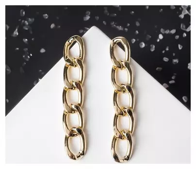 Серьги из металла "Цепочки" полукруг, цвет золото