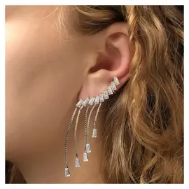 Серьги "Каффа и пуссеты" искорки висячие, цвет белый в серебре