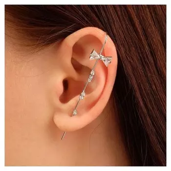 Серьги "Каффы" булавка, бантики, цвет белый в серебре