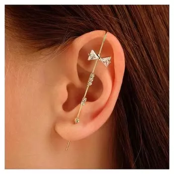 Серьги "Каффы" булавка, бантики, цвет белый в золоте