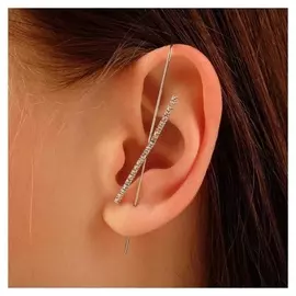 Серьги "Каффы" булавка, дорожка, цвет белый в серебре