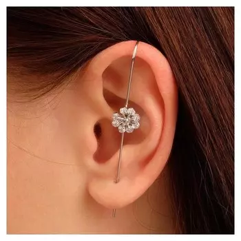 Серьги "Каффы" булавка, мимоза, цвет белый в серебре