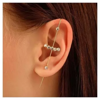 Серьги "Каффы" булавка, стразы, цвет белый в золоте