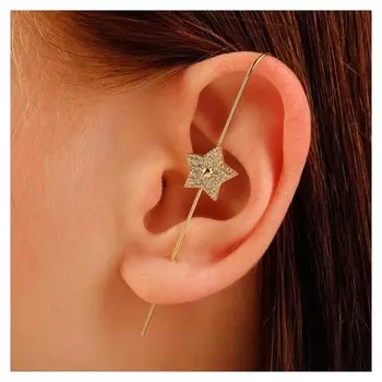 Серьги "Каффы" булавка, звёзды, цвет белый в золоте