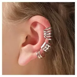 Серьги "Каффы" набор 3 шт, линии, цвет серебро