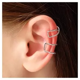 Серьги "Каффы" пустые фигуры, цвет серебро