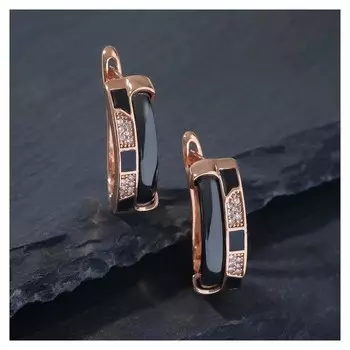 Серьги керамика "Шахматы", цвет чёрно-белый в золоте