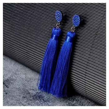 Серьги "Кисти" гармония, цвет синий 8,5 см
