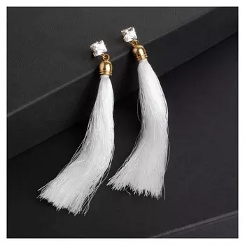 Серьги "Кисти" прямоугольник, цвет молочный