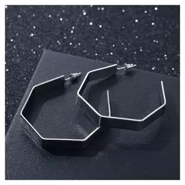 Серьги-кольца "Бамбук" плоский, цвет серебро, D=4,8