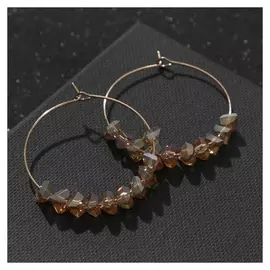 Серьги-кольца "Бриз" бусинки, цвет золото