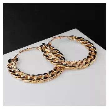 Серьги-кольца "Цепь", цвет золото, D=8 см