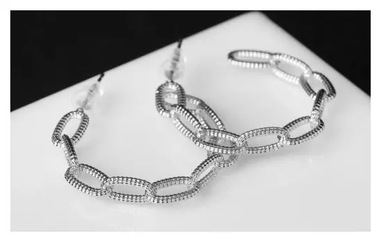 Серьги кольца "Цепь" кручённая, D= 3, цвет серебро