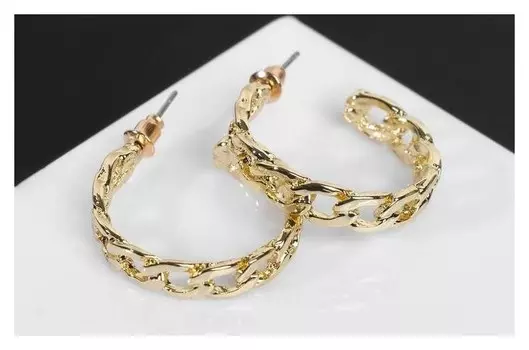 Серьги-кольца "Цепи" малые, цвет золото