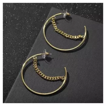 Серьги-кольца "Цепи" звенья, цвет золото