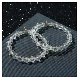 Серьги-кольца "Чистота" с кристаллами треугольники, цвет белый, D=4,5