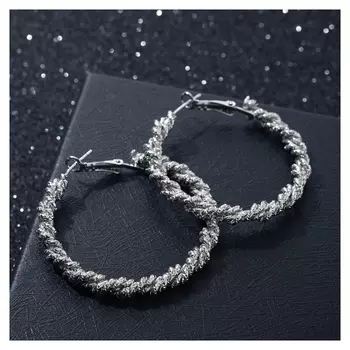 Серьги-кольца "Геометрия" проволка, цвет серебро, D=5