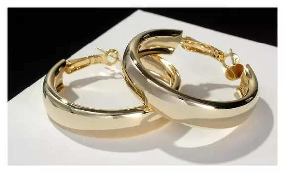 Серьги-кольца "Каньон" утолщённая линия, D=2,5, цвет золото