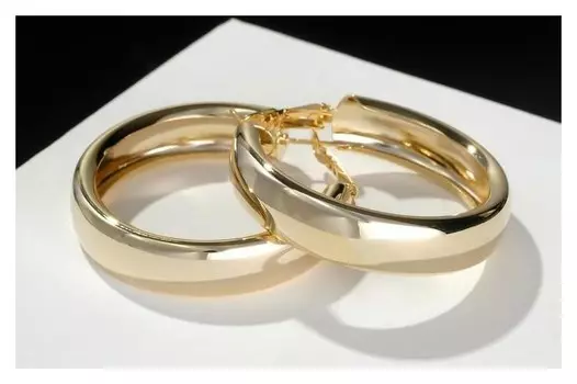 Серьги-кольца "Каньон" утолщённая линия, D=3,3, цвет золото