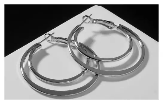 Серьги-кольца "Карма" двойной круг, цвет серебро, D=4