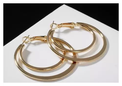 Серьги-кольца "Карма" двойной круг, цвет золото, D=4