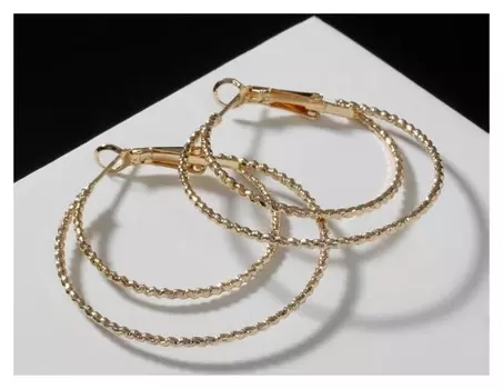 Серьги-кольца "Карма" двойные переплетения, цвет золото, D=3,5