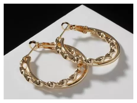 Серьги-кольца "Карма" спираль, цвет золото, D=3