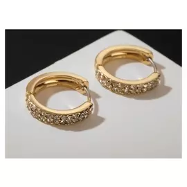 Серьги-кольца "Классические" два ряда, D=2 см, цвет белый в золоте