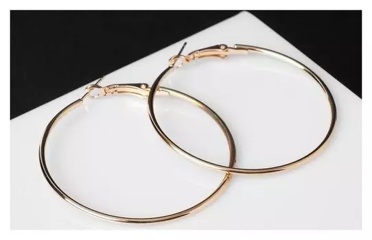 Серьги-кольца "Классика" D=5 см, цвет золото