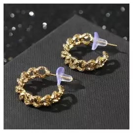 Серьги-кольца "Косичка" плетёная, цвет золото