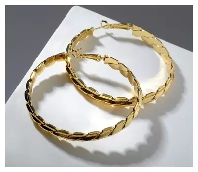 Серьги-кольца "Косичка" в одну сторону, цвет золото, D=5,5