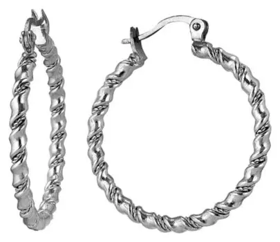 Серьги кольца "Кручёные" посеребрение с оксидированием