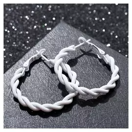 Серьги-кольца "Лауд" косички, цвет белый, D=3.5