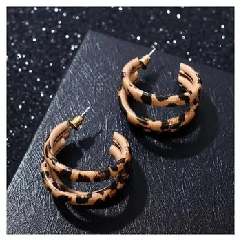 Серьги-кольца "Лауд" три нити, цвет леопардовый, D=3