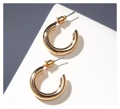 Серьги-кольца "Линия" полукруг, цвет золото, D=2см