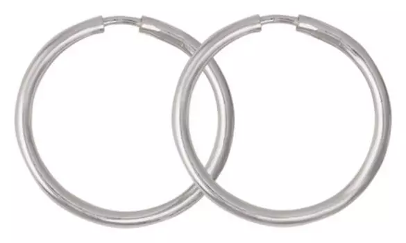 Серьги "Кольца" малые D=1,6см, посеребрение с оксидированием