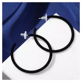 Серьги-кольца "Мягкость" круг, цвет чёрный, D=5 см