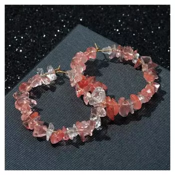 Серьги-кольца "Натурэль" природа, цвет красный, D=5