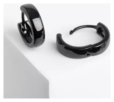 Серьги-кольца "Нео", D=1,4см, цвет чёрный