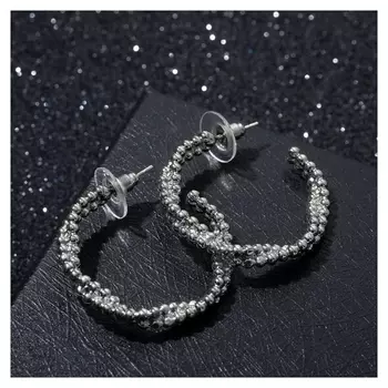 Серьги-кольца "Ретро" шарики, цвет серебро