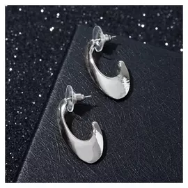 Серьги-кольца "Ретро" утолщение, цвет серебро