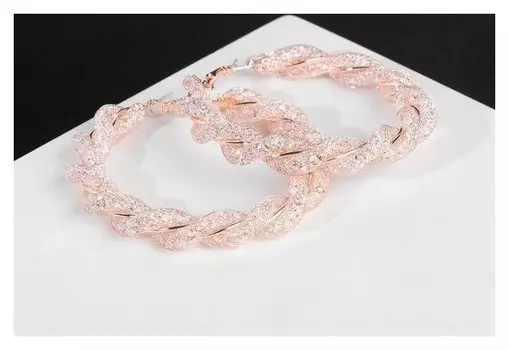 Серьги-кольца "Стардаст" кручёные, цвет розовое золото, d=5